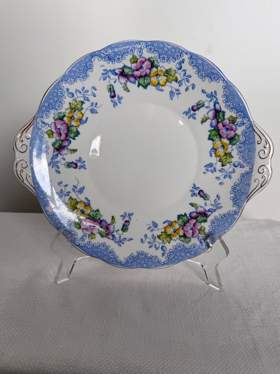 Royal Albert Other - Royal Albert Lovelace Bone China handled cake plate blue pattern - Discontinued